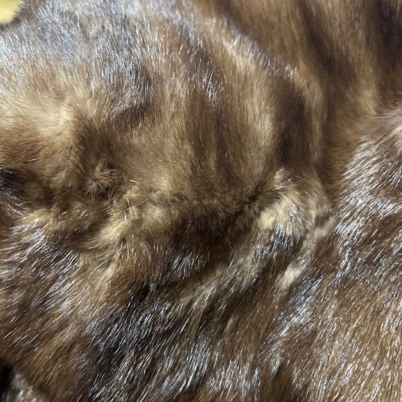 Womens Georgeou Westchester Dark Brown Mink Round Collar Vintage Long Coat M - Picture 15 of 16